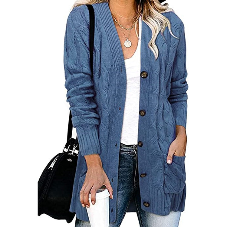 Cardigan en tricot grossier pour femmes avec des détails de boutons et des poches pratiques Chic und Stil
