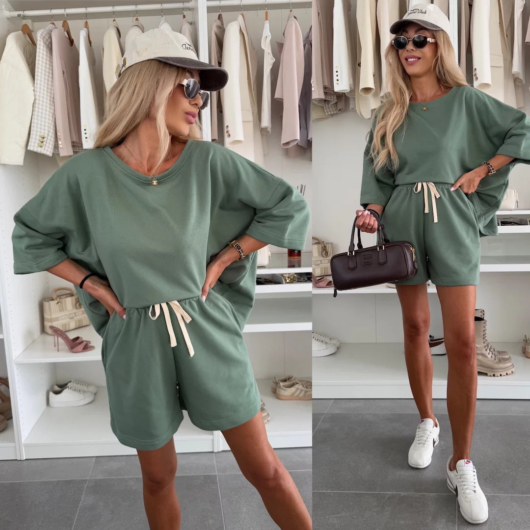 Dames Ensemble de Shorts décontractés et T-shirt surdimensionné Chic und Stil