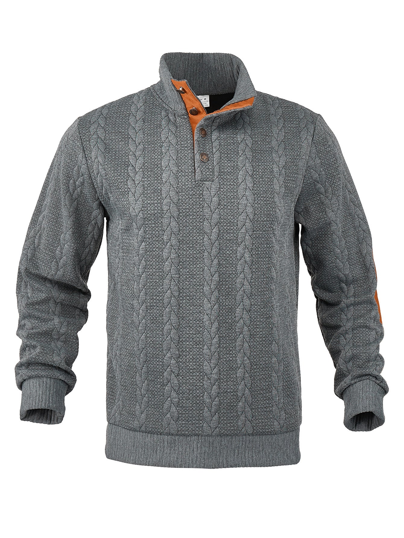 Men's fleece pullover with textured cable knit pattern and modern stand-up collar Chic and style
