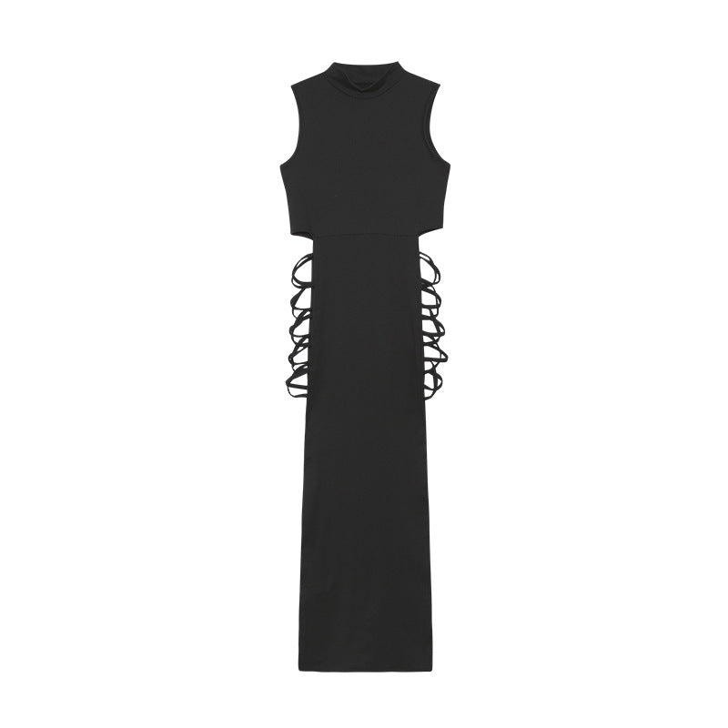 Robe maxi sans manches à découpes pour femmes avec lacets sur le côté Chic und Stil