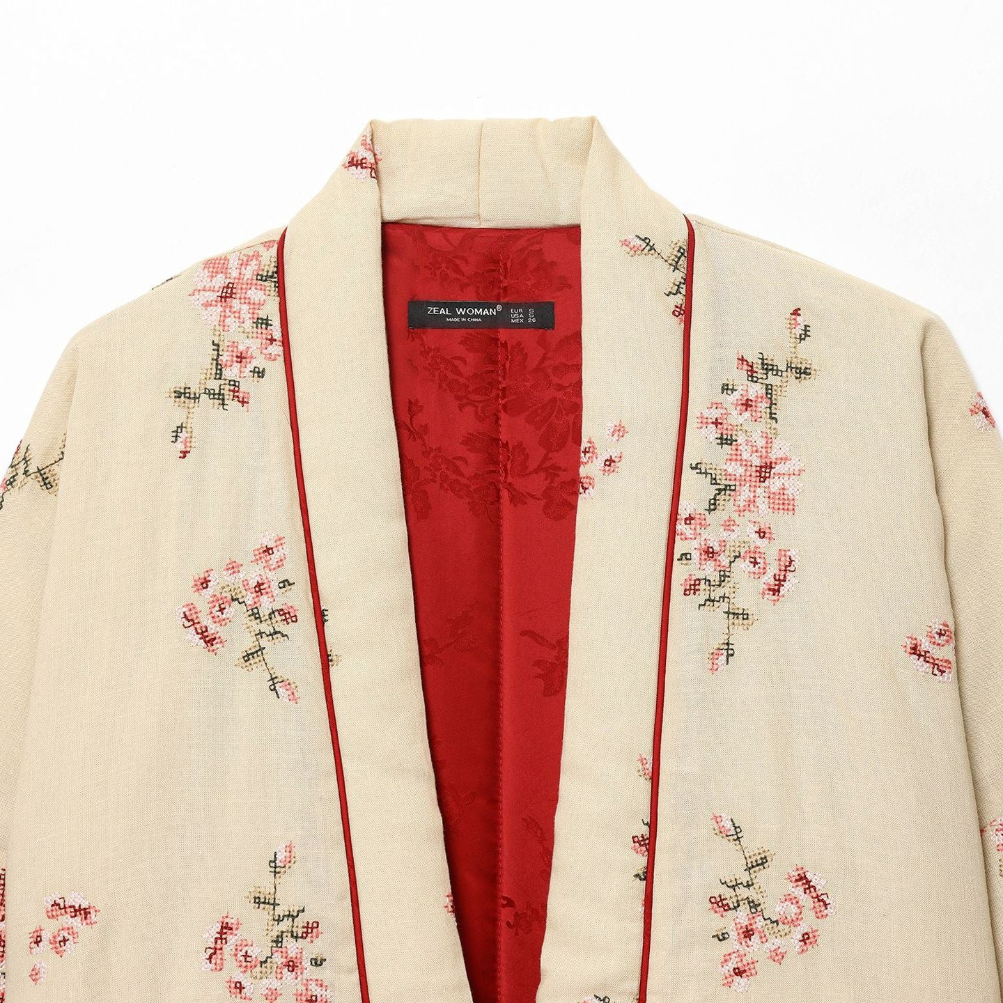 Dame Kimono avec broderie florale et ceinture élégante à la taille Chic und Stil