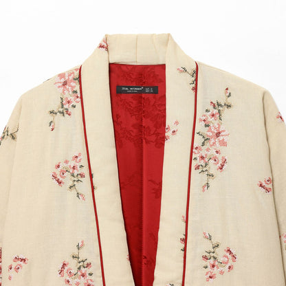 Dame Kimono avec broderie florale et ceinture élégante à la taille Chic und Stil