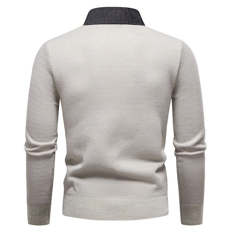 Pull en maille fine pour homme avec design de col moderne Chic und Stil