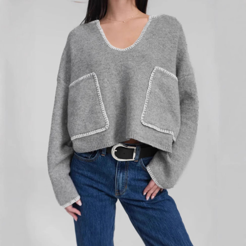Pull décontracté pour femmes avec un design texturé et de grandes poches pratiques Chic und Stil