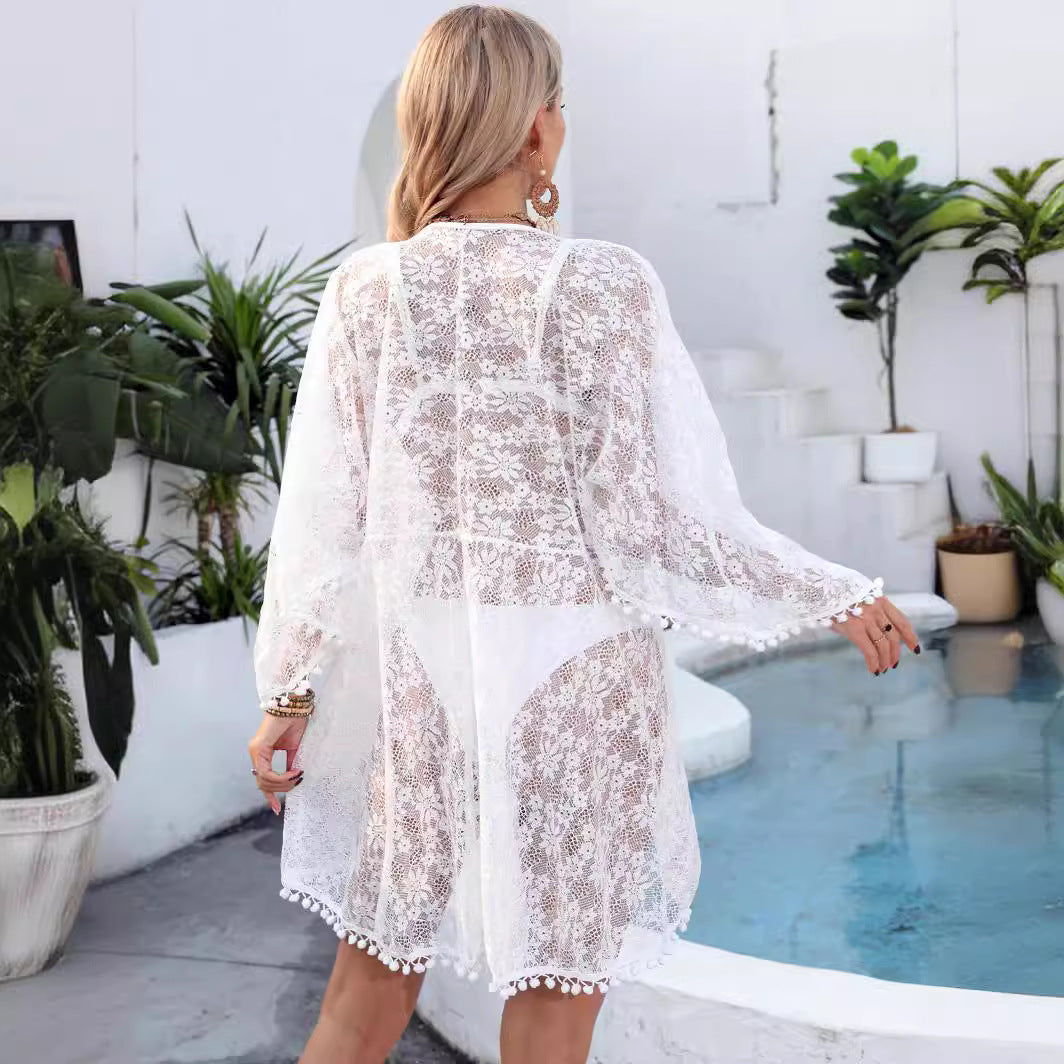 Dames Élégant Couverture de Plage en Dentelle Chic und Stil