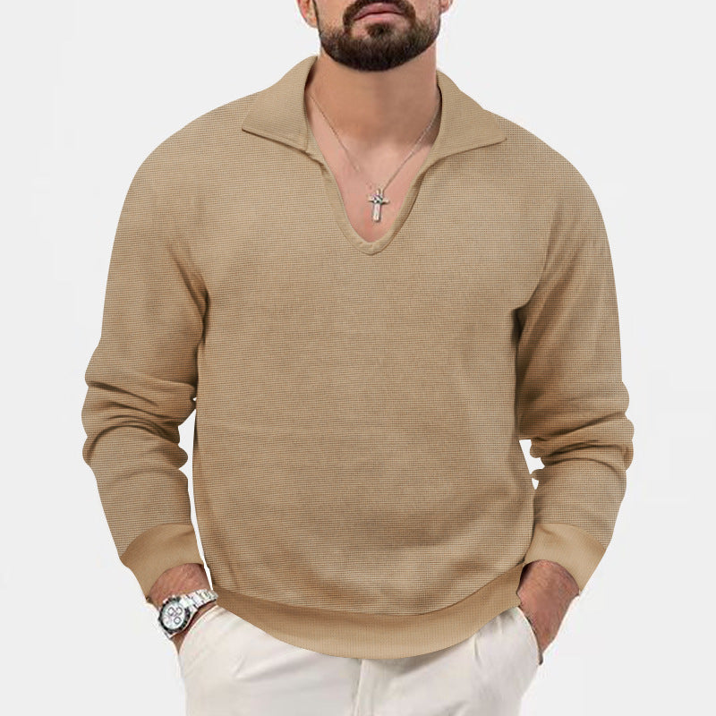 Pull pour homme à col en V tendance en matière tricot respirante Chic und Stil