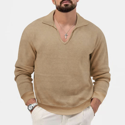 Pull pour homme à col en V tendance en matière tricot respirante Chic und Stil