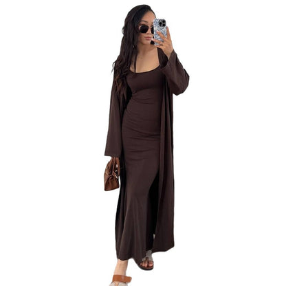 Dame Robe fourreau longue avec kimono ouvert Chic und Stil