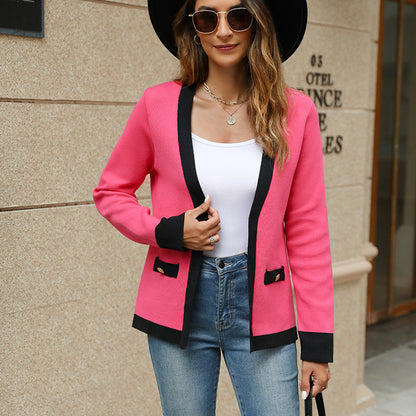 Dames cardigan à la mode avec poches contrastées Chic und Stil