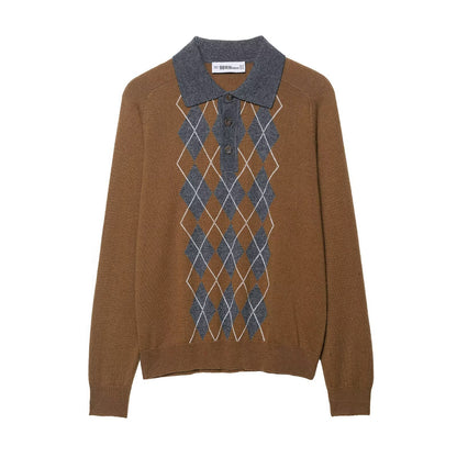 Pull femme avec col polo classique et motif diamant moderne Chic und Stil