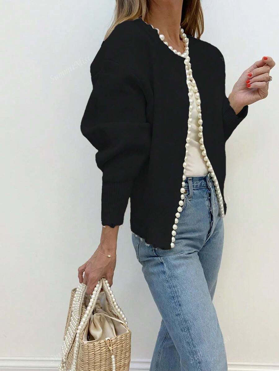 Dame cardigan avec décoration de perles et coupe élégante Chic und Stil