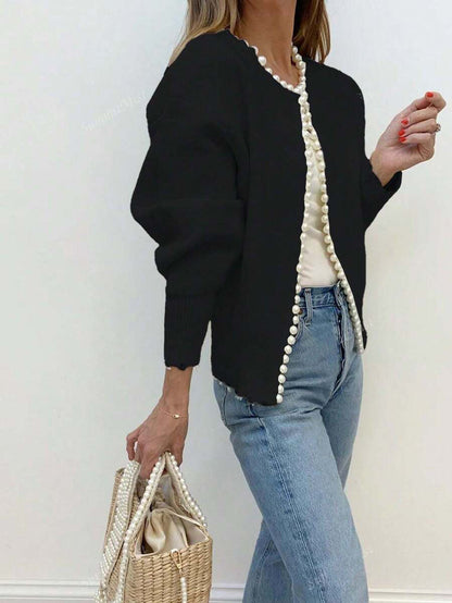 Dame cardigan avec décoration de perles et coupe élégante Chic und Stil