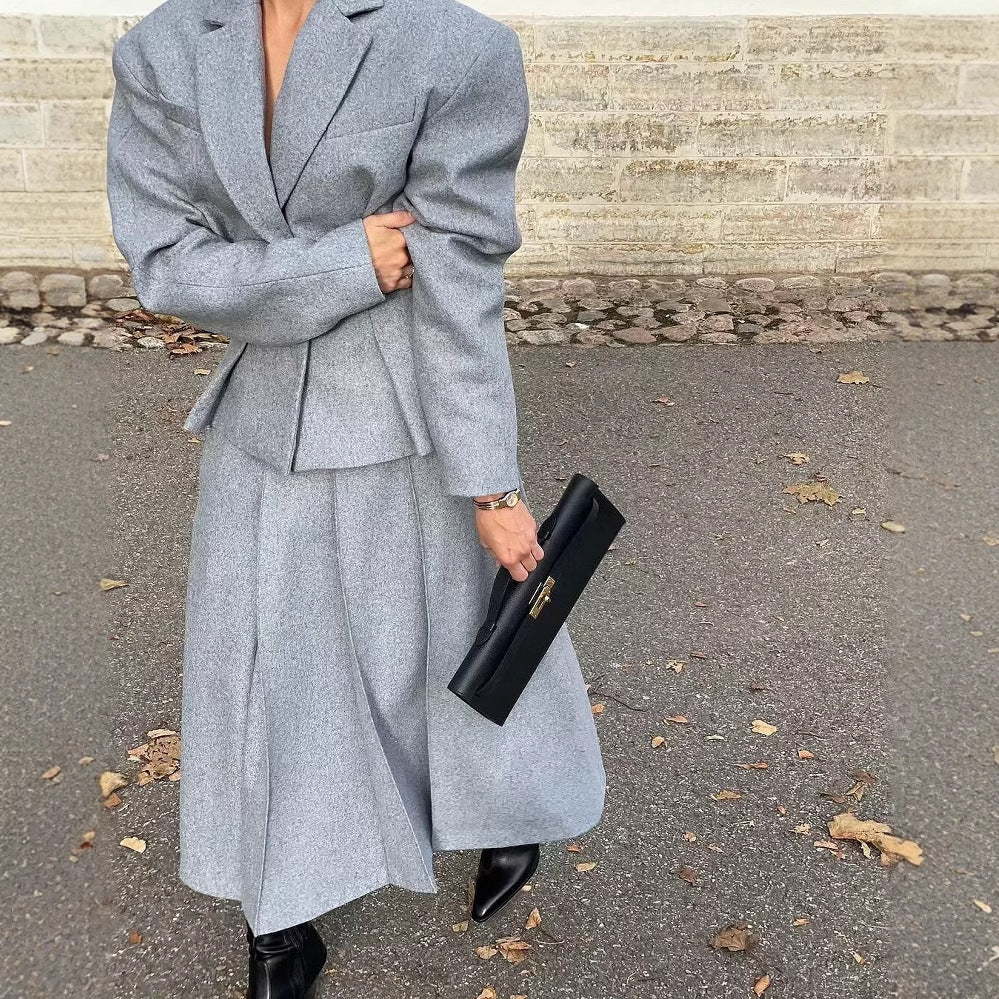 Dames Ensemble blazer et jupe élégant en mélange de laine de haute qualité Chic und Stil