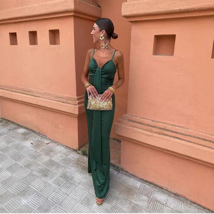 Robe longue ajustée pour femmes avec design élégant enroulé Chic und Stil