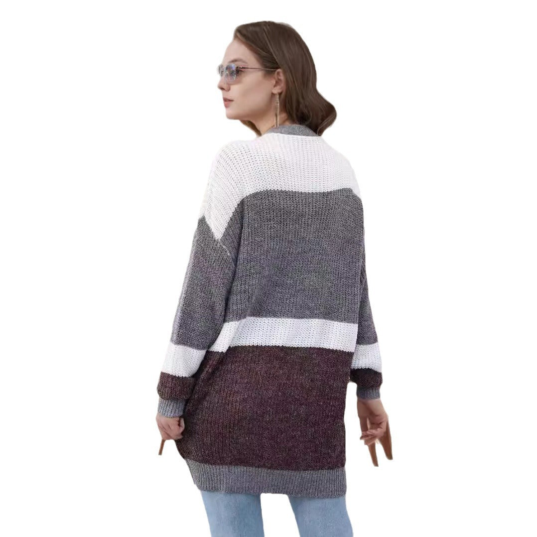 Dames cardigan décontracté avec motif rayé tendance Chic und Stil