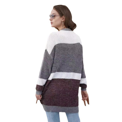 Dames cardigan décontracté avec motif rayé tendance Chic und Stil