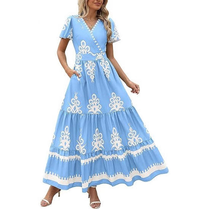 Robe maxi pour femmes avec broderies accrocheuses et jupe volumineuse Chic und Stil
