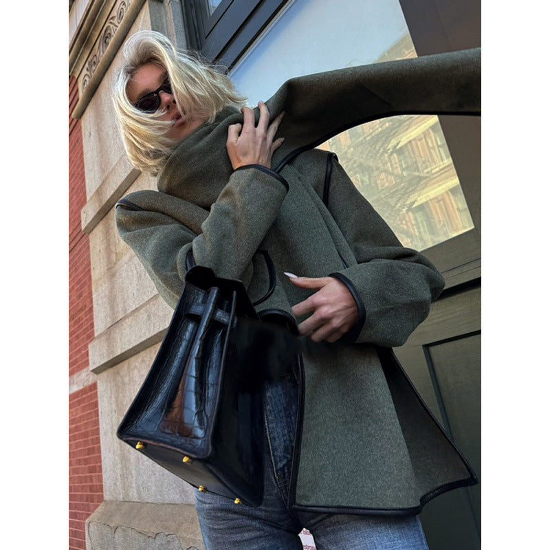 Dames Élégante veste cropped avec écharpe chic et poches raffinées Chic und Stil