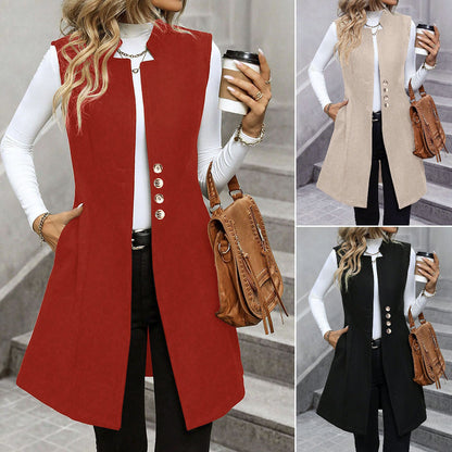 Dames Élégante Gilet en matériau en boucle de haute qualité et détails de boutons stylés Chic und Stil
