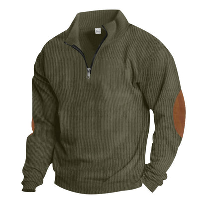 Pull-over zippé pour hommes avec applications en cuir Chic und Stil