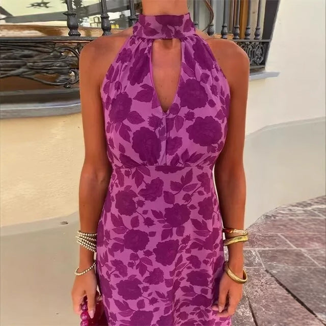 Robe maxi femme au design floral avec décolleté arrière élégant Chic und Stil