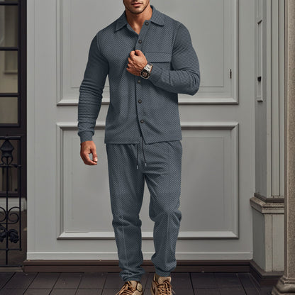 Casual long sleeve t-shirt set for men and chic jogging pants