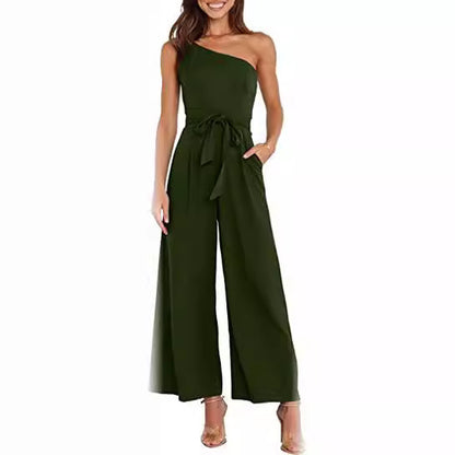 Dames Élégant Combinaison avec design asymétrique et ceinture à la taille Chic und Stil