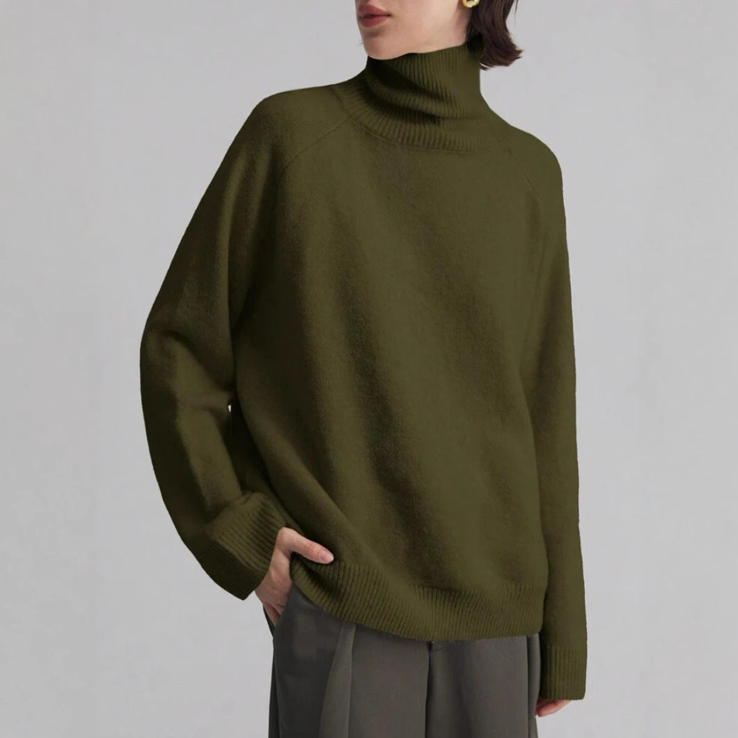 Pull à col roulé féminin à coupe oversize et texture fine Chic und Stil