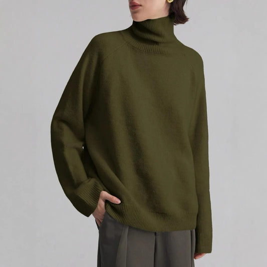 Pull à col roulé féminin à coupe oversize et texture fine Chic und Stil