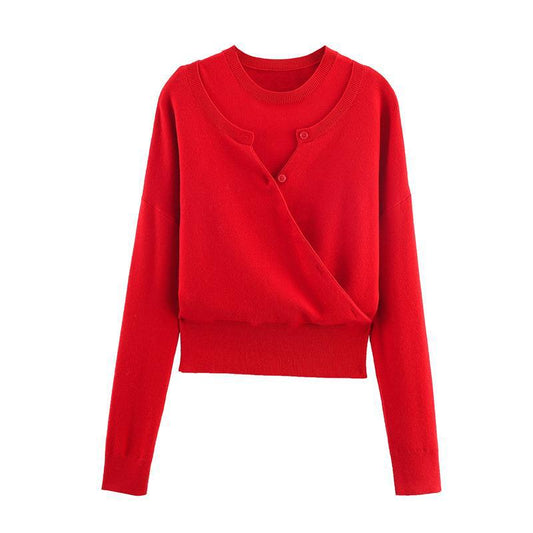 Pull-over enveloppant pour femmes avec détail de bouton et coupe moderne Chic und Stil