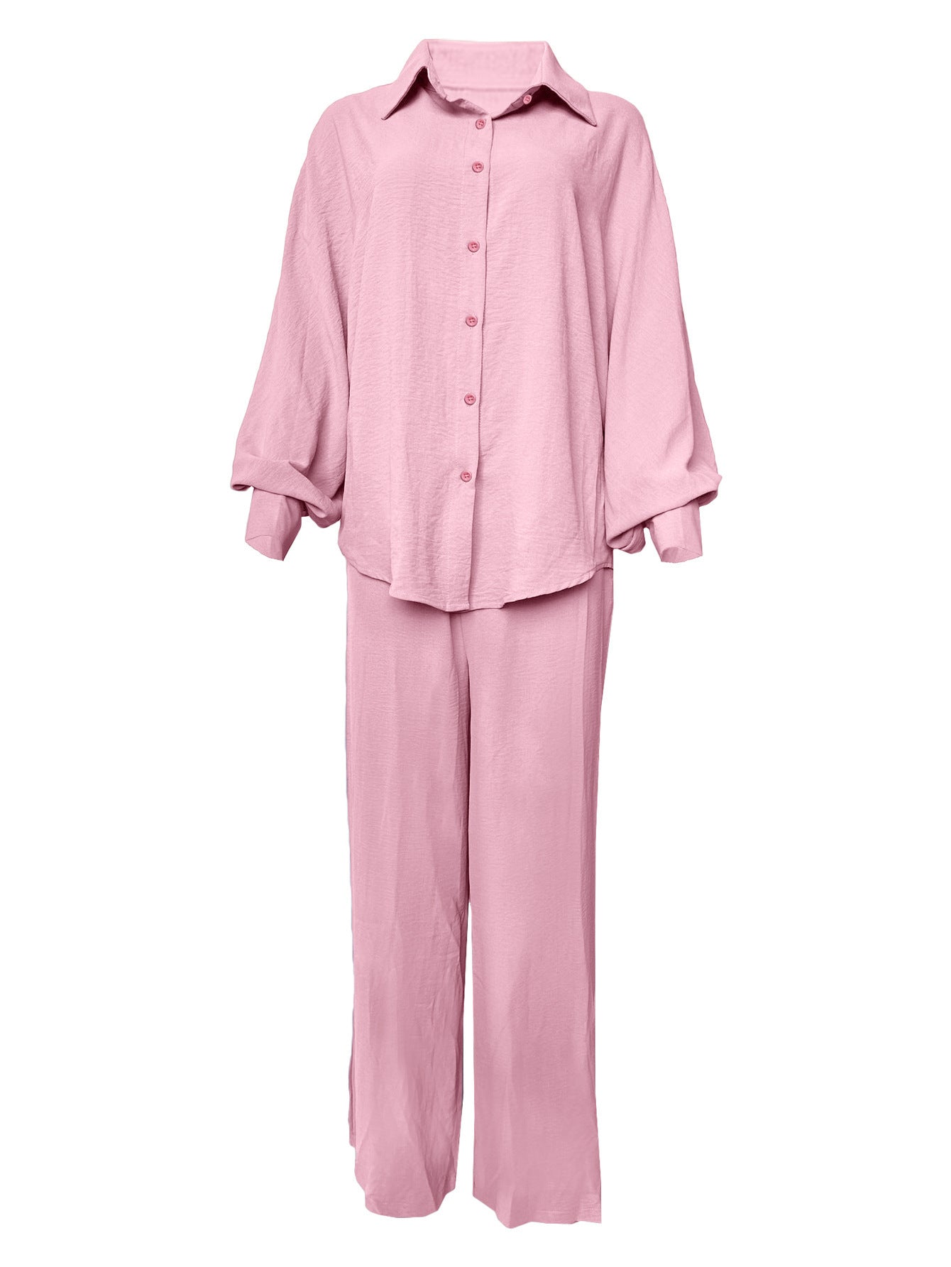 Dames Ensemble de blouse décontracté avec pantalon large et top à boutons Chic und Stil