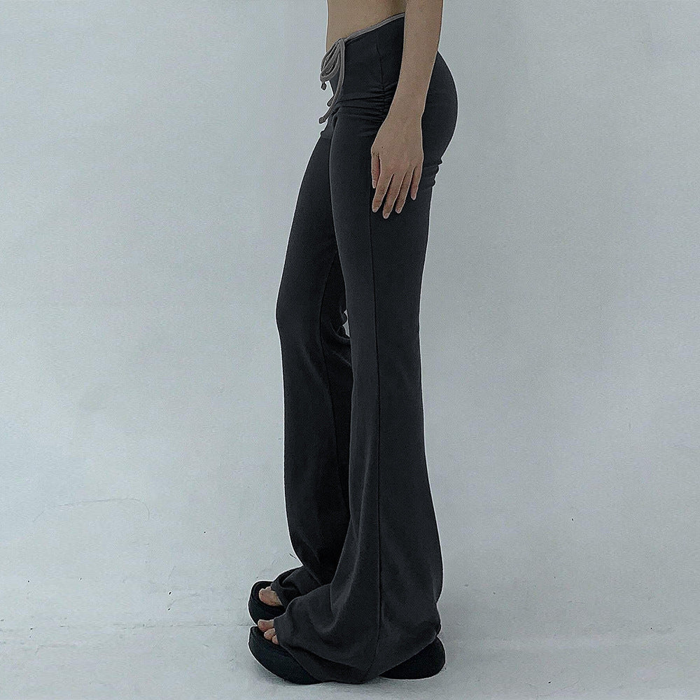 Pantalons de yoga évasés pour femmes avec taille élastique et tissu côtelé Chic & Stil