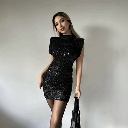 Robe de cocktail glamour pour femmes avec garniture en sequins scintillants Chic und Stil