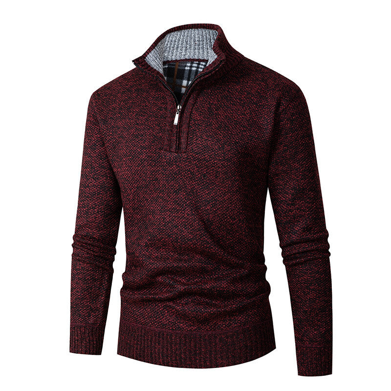 Pullover for men with high collar and practical zipper Chic und Stil