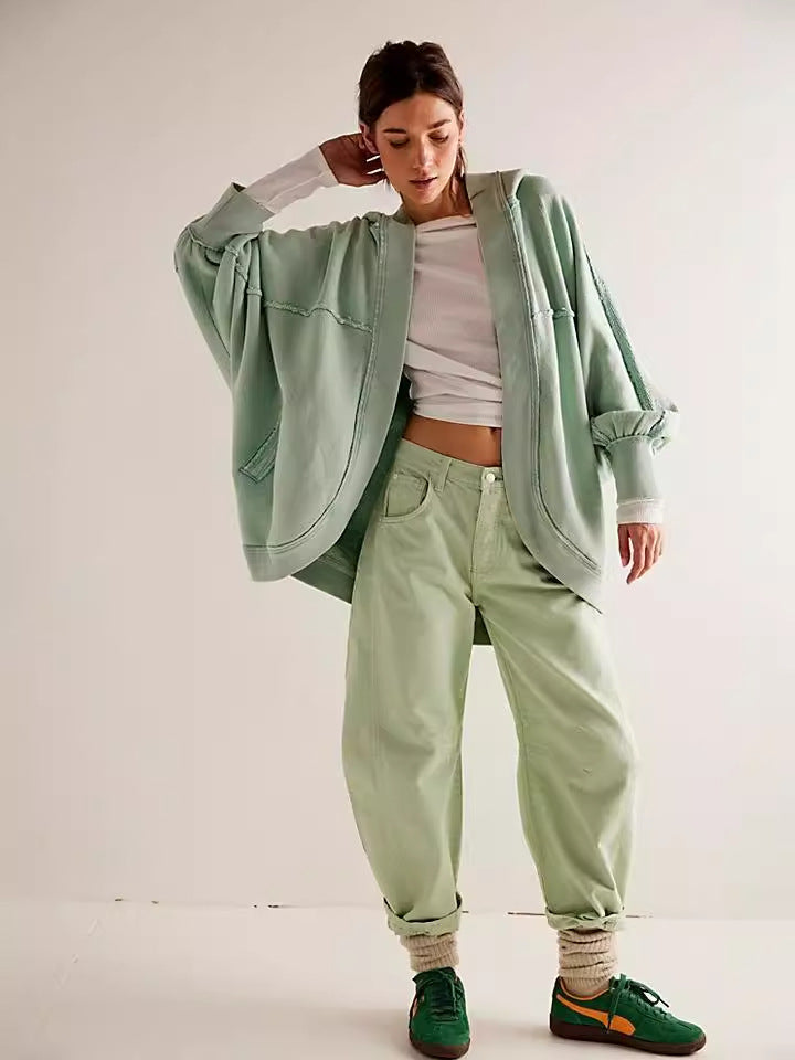 Dames à coupe ample cardigan tricoté avec finitions de manches ouvertes Chic und Stil