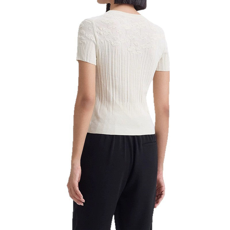 Haut en tricot à manches courtes texturé pour femmes Chic und Stil