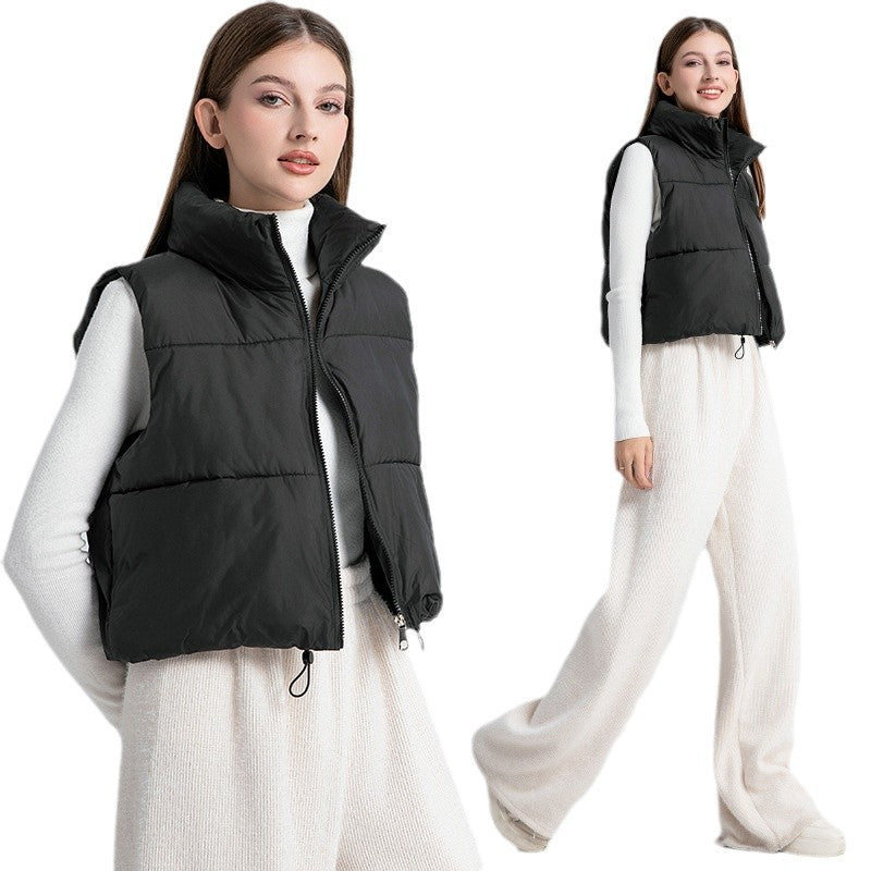 Dames doudoune sans manches avec col montant et cordon taille ajustable Chic und Stil