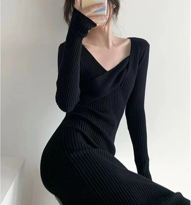 Robe tricot femme avec un élégant design Off-Shoulder et une fine structure côtelée Chic und Stil