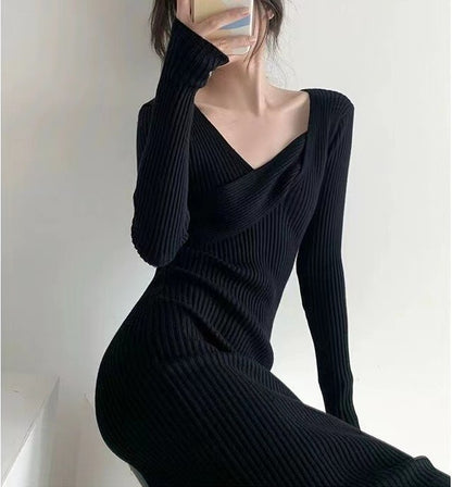Robe tricot femme avec un élégant design Off-Shoulder et une fine structure côtelée Chic und Stil