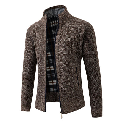 Men's knit jacket with modern high collar and classic lining Chic and Style