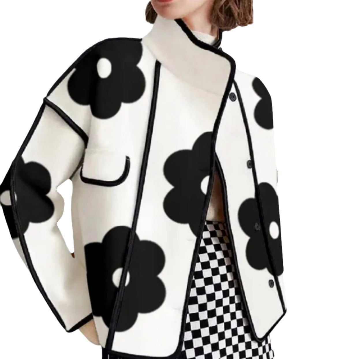 Damen modische Übergangsjacke mit floralem Muster Chic und Stil