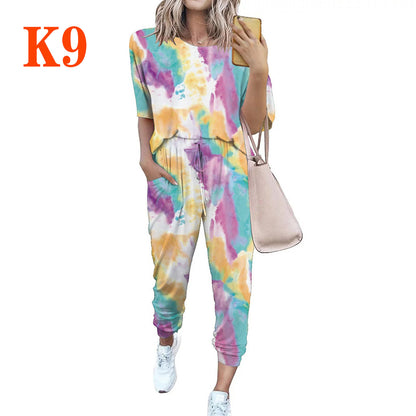 Dames combinaison décontractée légère avec un motif tie-dye frappant et des poches pratiques Chic und Stil
