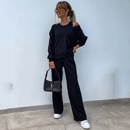 Dames élégant et décontracté ensemble à rayures Chic und Stil