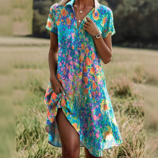 Robe décontractée pour femmes avec un design floral et une coupe asymétrique Chic und Stil