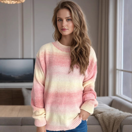 Pull femme décontracté avec un doux dégradé de couleurs et col rond Chic und Stil