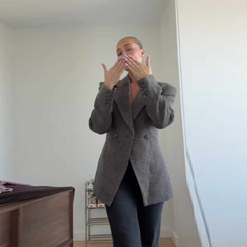 Dames Blazer oversize élégant avec tissu structuré Chic und Stil