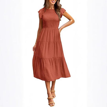 Robe maxi femme avec haut élastique et jupe évasée Chic und Stil