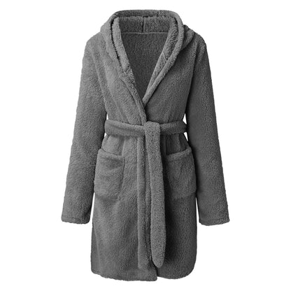Ladies Cozy Robe with Hood and Practical Pockets Chic and Style