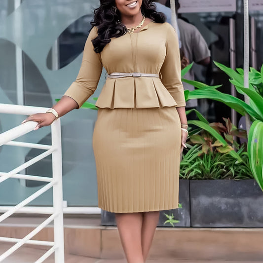 Robe peplum élégante pour femmes avec ceinture à la taille intégrée et jupe structurée Chic und Stil