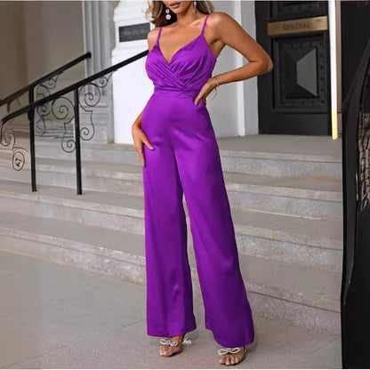 Dames élégant combinaison avec drapage cintré et fines bretelles Chic und Stil